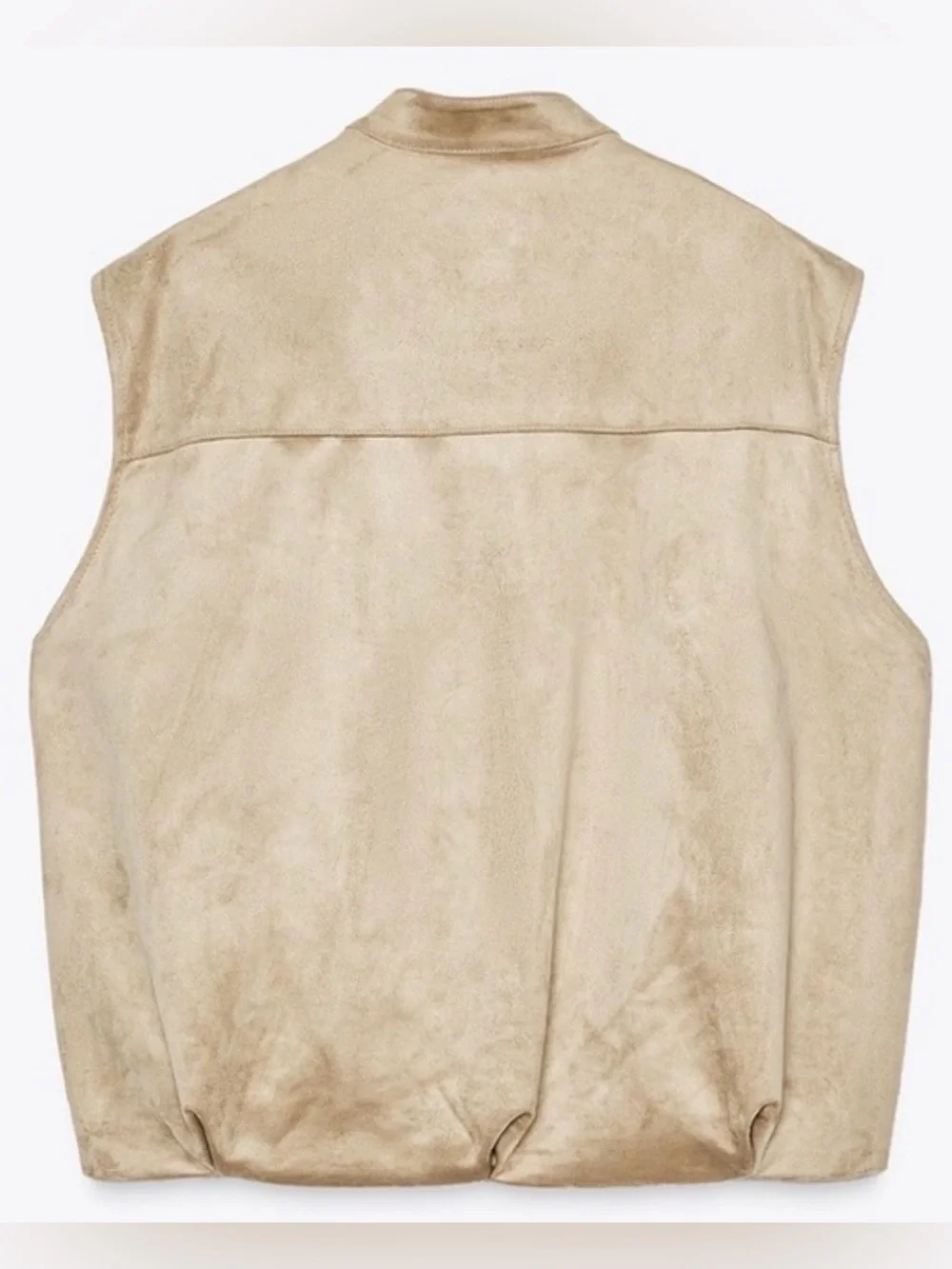 ZARA Faux Suede Full Zip Vest Taupe Brown Size S/XS NWOT